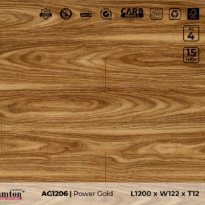 Sàn gỗ công nghiệp cao cấp 12ly Lamton AquaGuard – Mã AG1206 – Power Gold. ĐVT: m2