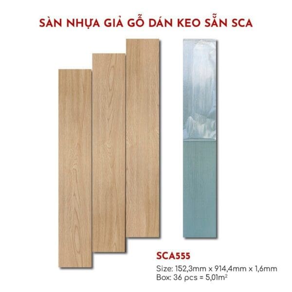 Sàn nhựa bóc dán keo 1.6ly CATKA – Mã: SCA-555. ĐVT: m2